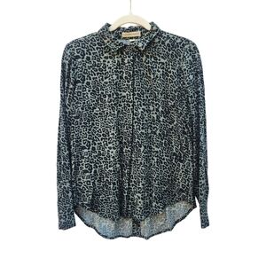 Alexander Jordan Green Animal Print Blouse Small